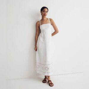 Madewell Embroidered Eyelet Tie-Back Cami Midi Dress